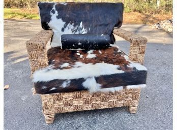 Woven Basketweave Possible Sea Grass & Dyed Cowhide Accent Chair