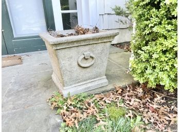 Square Stone Planter With Carved Handles #2