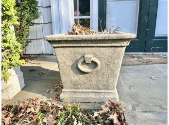 Square Stone Planter With Carved Handles #1