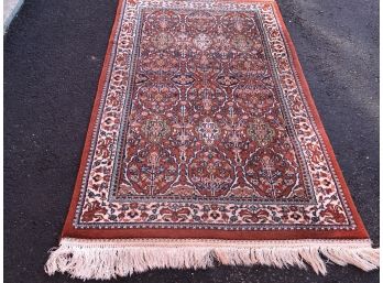 Hand Made Persian Rug , 4 Feet 6 Inches By 2 Feet 7 Inches
