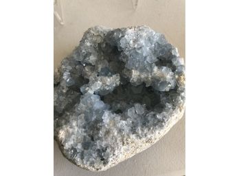 6LB 10oz ,Two Sided Celestite Geode ,7 Inch By 6 1/2 Inch