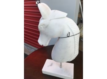8 LB, Solid White Marble Horse Sculpture, 12 Inches Tall