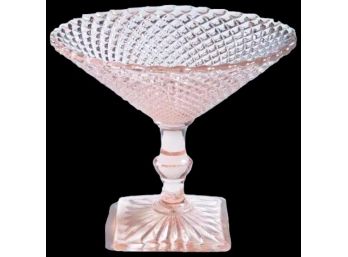 Vintage Anchor Hocking Miss America English Pink Hobnail Round Compote