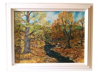 John Mezzo Mid Century Impressionist Autumn Landscape Oil Painting