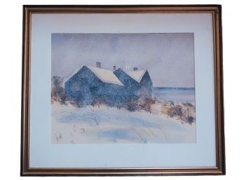 Charles De Carlo (1911 - 2003) Original Watercolor Painting Titled  Snow Flurries  Brewster Mass