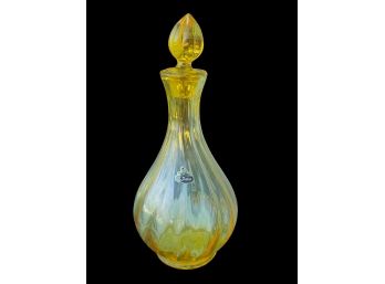 Rare Vintage Fenton 12' Vaseline Glass Decanter With Stopper & Original Label