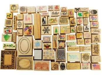 Lot Of 75 New Never Used Wood Mounted Crafting Rubber Stamps  Holidays Botanical Occasions Etc