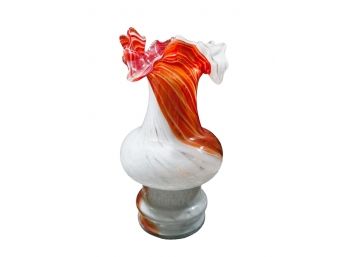 Gorgeous Murano Style Art Glass Swirl 12' Ruffled Vase