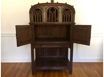 Antique Oak Gothic Style Cabinet - WOODBRIDGE PICKUP TBD
