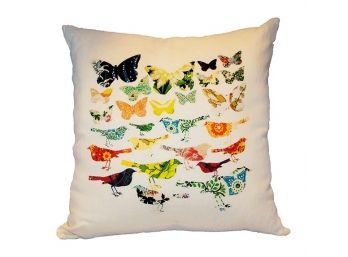 Birds And Butterflies Pillow By Juniper Road Collection - Brand New