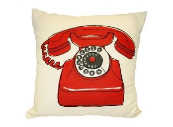 Vintage Red Telephone Pillow By Juniper Road Collection - Brand New