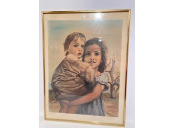 Migrant Worker's Children Hand Signed Dinah Shore Lithograph - Numbered 175/750