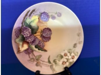 Antique Silesia Porcelain Artist Signed Floral Cabinet Plate