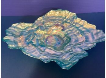Hand Made Blue Akcam Centerpiece Dish  (10 1/2 Inches In Length)