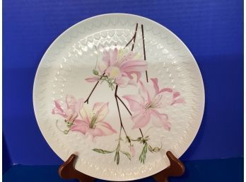 Vintage  White Floral  Bernardaud Bocage French Limoges Round Serving Dish  (14 Inches In Diameter)