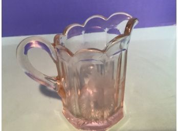 Vintage Clear Etched Glass Depression Era Ruffle Rim Creamer - 4 1/2 Inches In Height