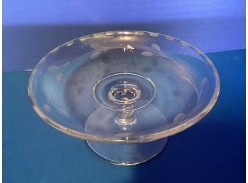 Vintage Clear Etched Footed Candy Dish