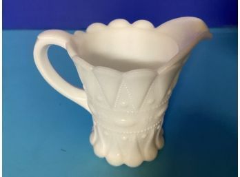 Vintage Kemple Lace And Dewdrop White Milk Glass Creamer