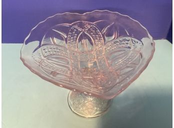Vintage Heart Shaped Early American Pressed Glass Footed Center Bowl