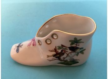 Vintage Herend Porcelain White Floral Baby Boot