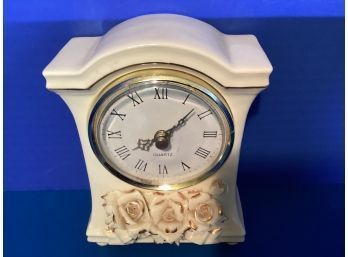 Vintage Avon China Winter Rose Clock (Needs Battery)