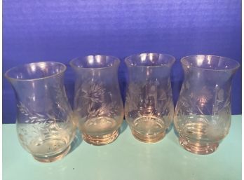 Vintage Set Of Four Etched Crystal Juice/Water Glasses