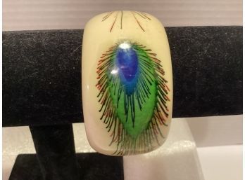 Vintage Lucite Peacock Dreams Bangle Bracelet