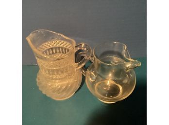 Vintage Pair Of Glass Pitchers/Jugs