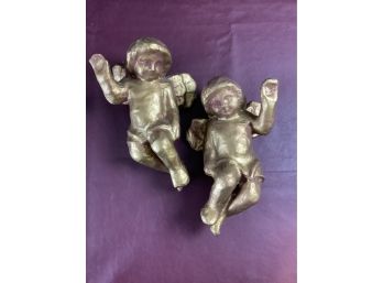2 Gold Angel Wall Hanging Decorations