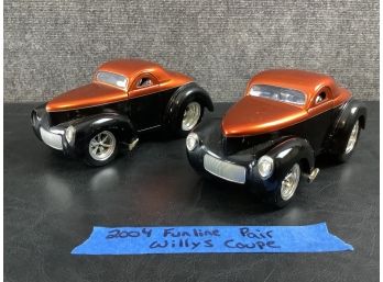 Pair Of 2004 Funline Willys Coupe Diecast Cars
