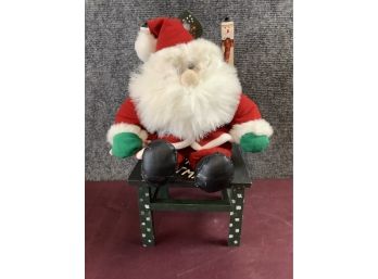 Stuffed Santa In Wooden  Chair
