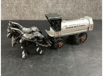 Horse And Wagon The Texas Company Diecast Coin Bank