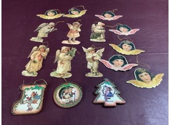 Vintage Paper Ornaments  And Name Tags Lot