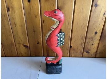 Vintage Wood Carving Of A Seahorse