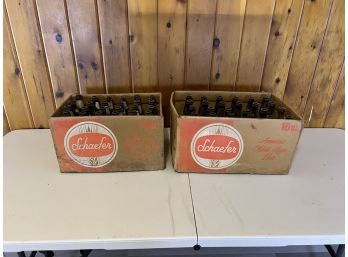 2 Schaefer Crates With Old Bottles