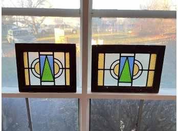 Pair Of Antique Stained Glass Windows