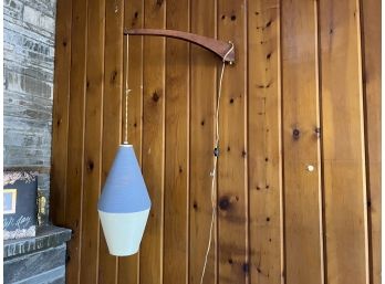 Yasha Heifetz For Rotoflex 1950's Mid Century Hanging Light On Wood Holder