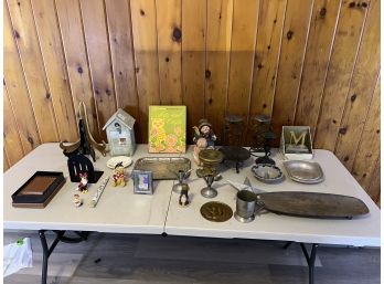 Table Lot Of Vintage And Modern Items