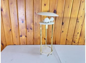 Original Mid Century Table Lamp With Brass Pillars And Lucite Base