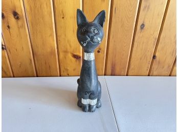 Vintage Wood Carving Of A Cat