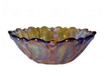 Indiana Carnival Glass Wild Rose 9' Bowl In Marigold