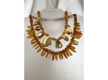 Pair Of Raw Genuine Baltic Amber Bead Necklaces