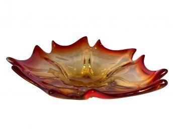Midcentury Amberina Art Glass Centerpiece Bowl