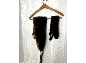 Pair Of Vintage Mink Stoles, Full Body Genuine Fur Wrap