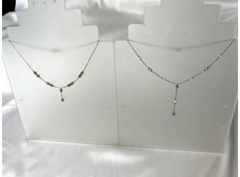 Two Delicate Vintage Sterling Silver Necklaces, One With Pearls