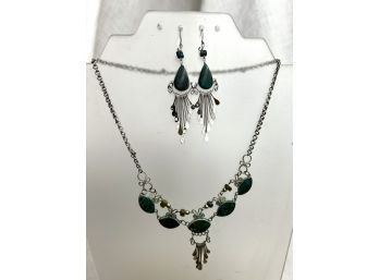 Dark Turquoise Necklace & Earrings Set