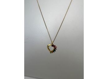 Gold-Filled Heart Pendant Necklace With Multicolor Stones
