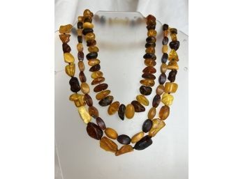 Trio Of Two-Tone Genuine Baltic Amber Necklaces
