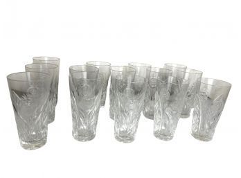 Set Of Fourteen Vintage Crystal Water Glasses