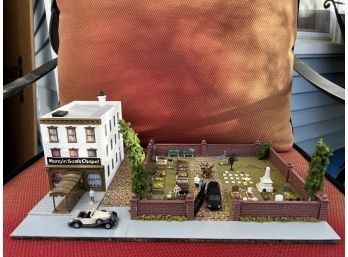 Model Train Scenery 'Sam's Chapel' Plus Cemetery With Figurines & Vehicles